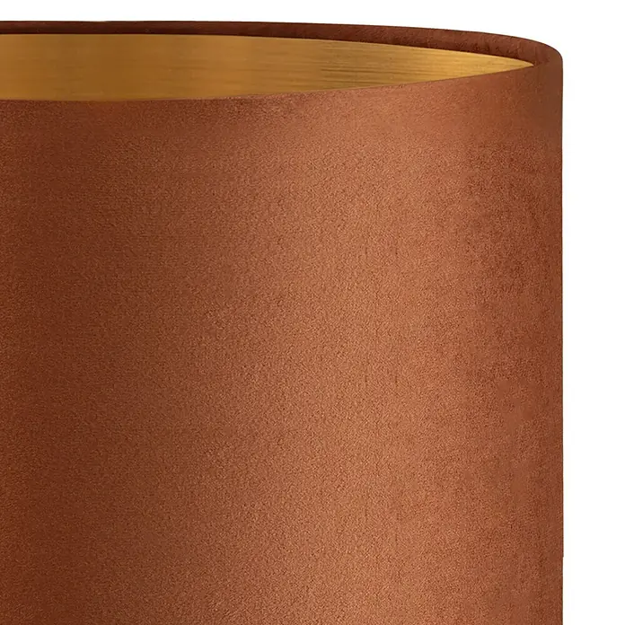 Home Sweet Home Lampenschirm Velvet - Braun-Gold, E27, 20 x 20 x 17 cm - Nahaufnahme eines braunen Lampenschirms mit goldenem Innenfutter, der ein warmes Licht verspricht.\n