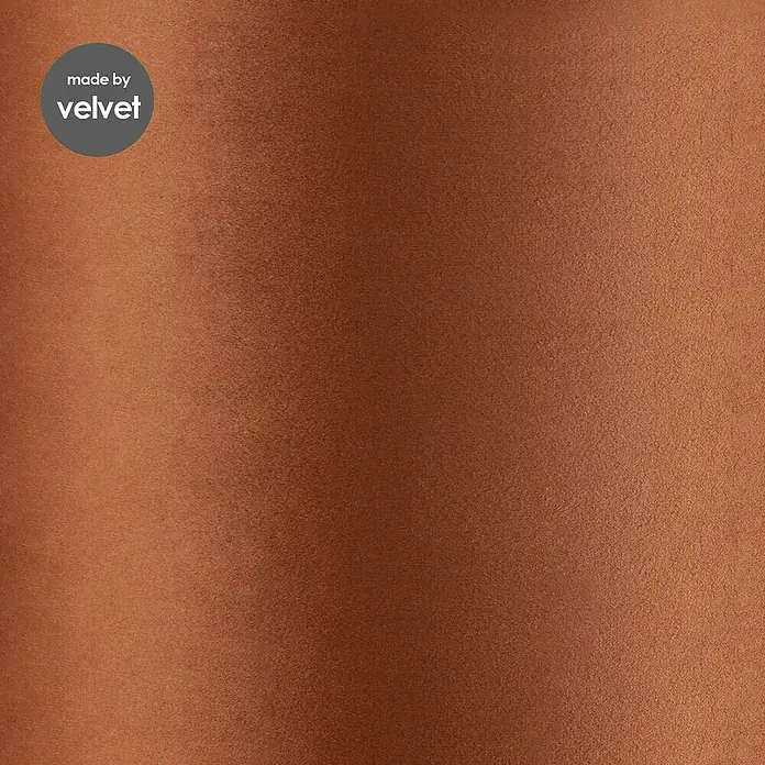 Home Sweet Home Lampenschirm Velvet - Braun-Gold, E27, 30 x 30 x 20 cm - Nahaufnahme eines braunen Samtstoffes, der die Textur und Weichheit des Materials hervorhebt, mit einem "made by velvet"-Logo in der Ecke.