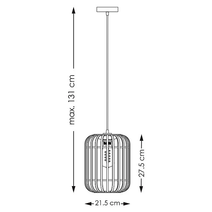 Home Sweet Home Bamboo Pendelleuchte10 W, L x B x H: 21,5 x 21,5 x 131 cm, Schwarz, E27