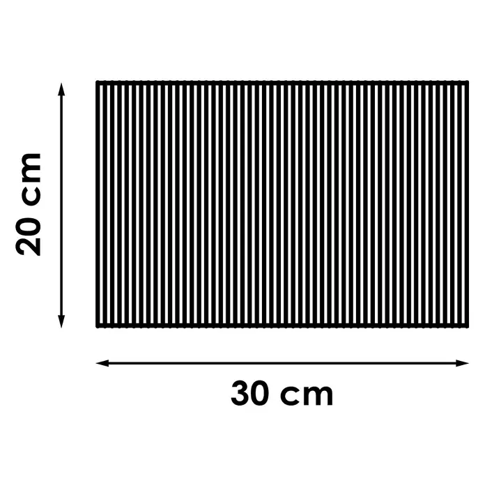 Home Sweet Home Lampenschirm - Schwarz, E27, 30 x 20 cm - Abbildung eines rechteckigen Musters aus vertikalen schwarzen Streifen, das 20 cm hoch und 30 cm breit ist.