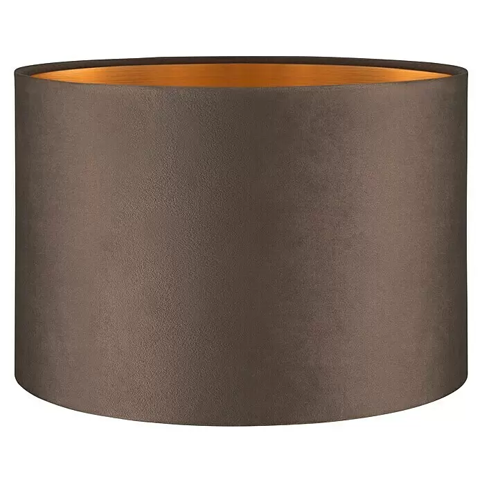 Home Sweet Home Lampenschirm Velvet - Grau-Gold, E27, 30 x 30 x 20 cm - Dunkelgrauer Samt-Trommelschirm mit goldener Innenseite.