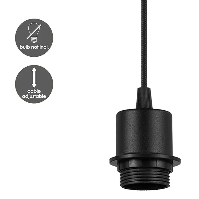 Home Sweet Home Pendelleuchte Pendelleuchte - Beam - 10 W, L x B x H: 9,5 x 65 x 112,5 cm, Schwarz, E27 - Schwarze Lampenfassung mit verstellbarem Kabel, ideal für individuelle Beleuchtungslösungen. Leuchtmittel nicht enthalten.