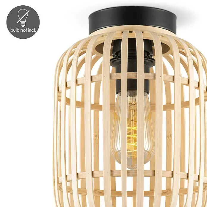 Home Sweet Home Bamboo Deckenleuchte10 W, L x B x H: 21,5 x 21,5 x 30 cm, Natur, E27