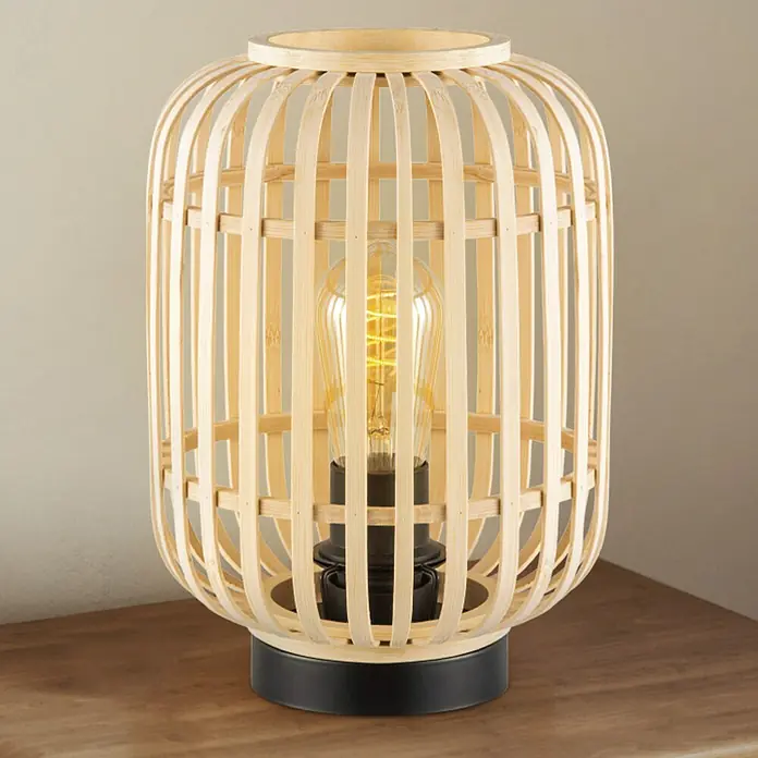 Home Sweet Home Bamboo Tischleuchte - 10 W, L x B x H: 21,5 x 21,5 x 30 cm, Natur, E27 - Ein stilvolle Tischlampe mit einem Lampenschirm aus Bambus, der ein warmes Licht im Raum verbreitet. Perfekt für Wohn- und Schlafzimmer.