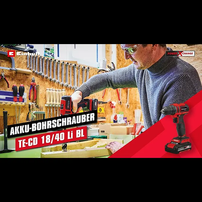 Einhell Power X-Change 18V Akku-Schlagbohrschrauber TE-CD 18/40 Li-i +6418 V, 2 Akkus, 2 Ah - Akku-Bohrschrauber TE-CD 18/40 Li BL