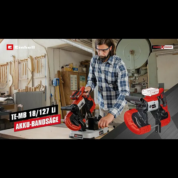 Einhell Power X-Change 18V Akku-Bandsäge TE-MB 18/127 Li-Solo - 18 V, Ohne Akku - Akku-Bandsäge - TE-MB 18/127 Li