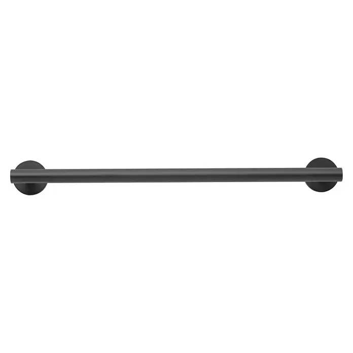 Tauro Baño Nude Toallero de barra - Ancho: 45 cm, Negro - Barra con pesas gris con pesos redondos en ambos extremos. La barra es adecuada para entrenamiento de fuerza y desarrollo muscular.