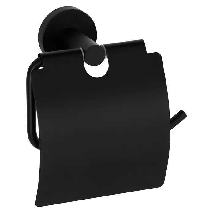 Tauro Baño Nude Portarrollos papel higiénico - Negro - Portarrollos de papel higiénico en negro mate. Este soporte cuenta con una cubierta para proteger el papel, dando un toque moderno.