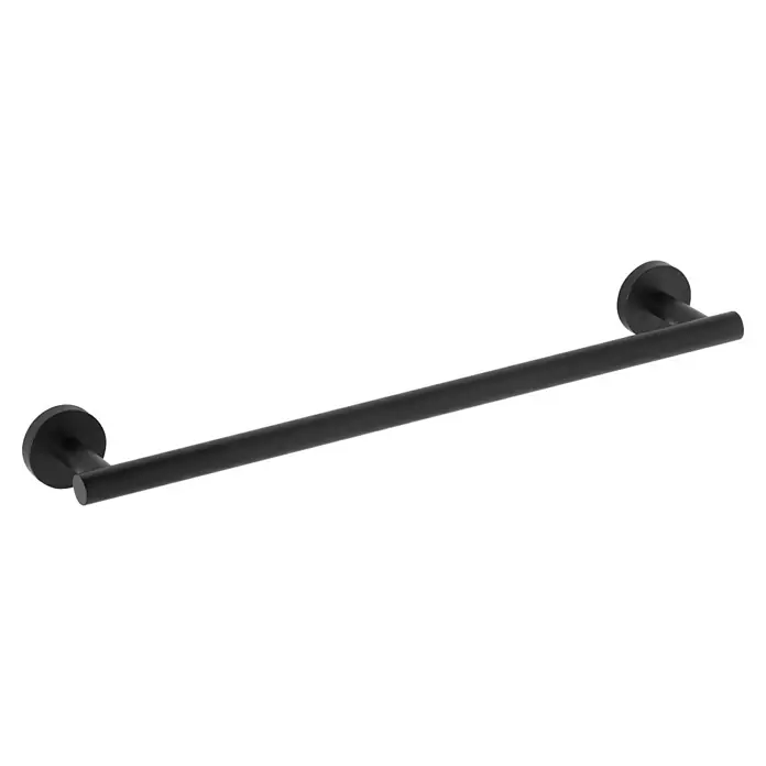 Tauro Baño Nude Toallero de barra - Ancho: 45 cm, Negro - Un toallero negro mate moderno con un diseño minimalista y fijaciones de pared redondas. Perfecto para agregar un toque de elegancia a cualquier baño.