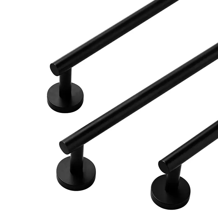 Tauro Baño Nude Toallero de barra - Ancho: 45 cm, Negro - Toalleros negros metálicos en varios tamaños para montaje en pared para sujetar toallas, lo que agrega un toque moderno.