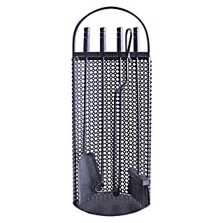 Imex El Zorro Juego de utensilios para chimenea Malla Antigua (14 x 23 x 68 cm, Hierro, Negro, 4 pzs.)