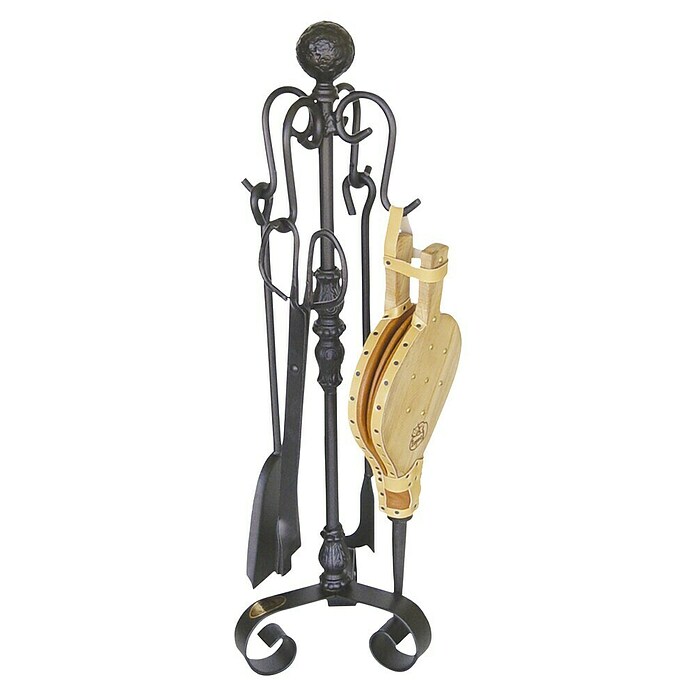 Imex El Zorro Juego de utensilios para chimenea Trípode (20 x 19 x 70 cm, Hierro, Negro, 4 pzs.) | BAUHAUS