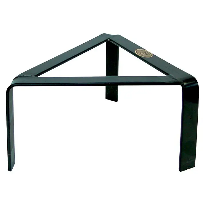 Imex El Zorro Trébede tringular - Específico para: Paelleras - Esta imagen muestra un banco de trabajo de metal negro con una estructura de soporte triangular, combinando estabilidad y funcionalidad.