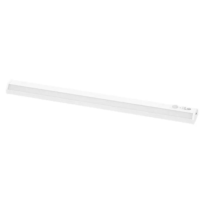 Ledvance LED-Unterbauleuchte Linear Mobile Backlight USB - Länge: 45,1 cm, Kaltweiß - Nahaufnahme einer schlanken, weißen LED-Leuchte, ideal für die Verwendung unter Schränken oder als Akzentbeleuchtung im Innenbereich.