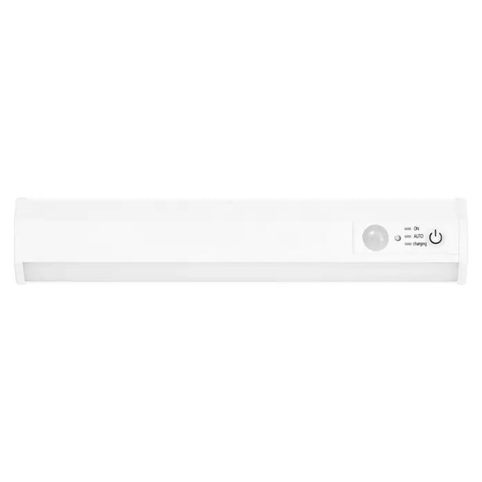 Ledvance LED-Unterbauleuchte Linear Mobile Backlight USB - Länge: 25,6 cm, Kaltweiß - Das Bild zeigt eine weiße LED-Unterbauleuchte mit Bewegungssensor, die sich ideal für Schränke und dunkle Bereiche eignet.