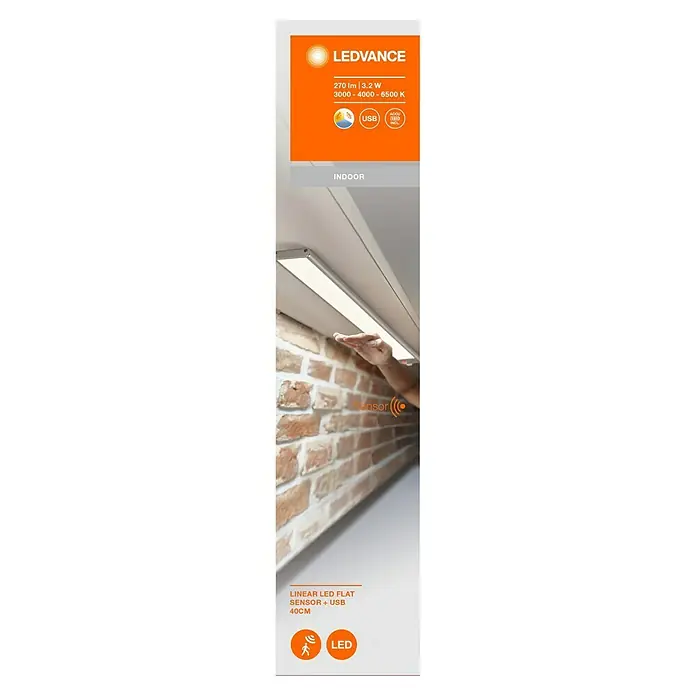 Ledvance LED-Unterbauleuchte Linear Flat Sensor + USB - Länge: 40 cm, Mehrfarbig - LEDVANCE Linear LED Flachleuchte mit Sensor und USB, 40cm. Ideal für Innenräume, bietet vielseitige Beleuchtung und praktische USB-Funktionalität.