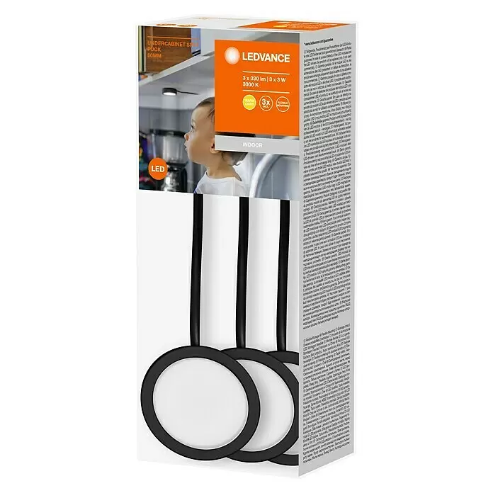 Ledvance LED-Unterbauleuchten-Set Spot PuckWarmweiß, Schwarz