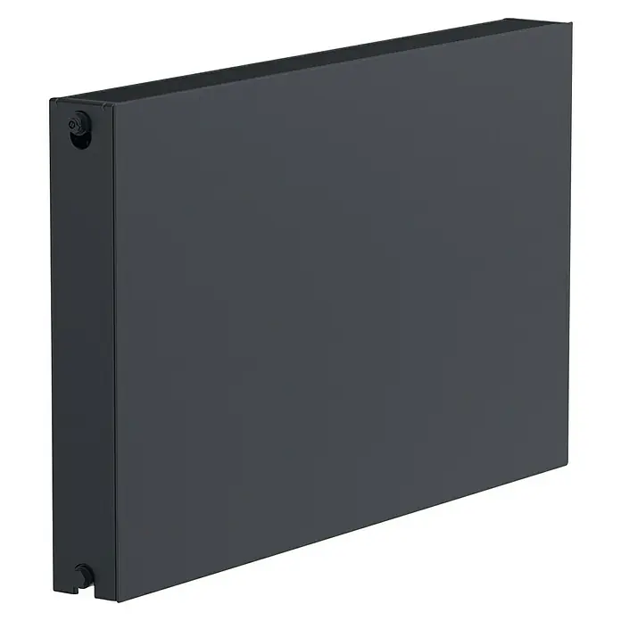 Sanicomfort Planheizkörper - B x H: 600 x 600 mm, Wärmeleistung bei Vorlauftemperatur von 75 °C (D: 50): 949 W, Typ Heizkörper: 22 - Schwarzer Heizkörper mit Paneeldesign, ideal für moderne Wohnräume, bietet effiziente Wärme und stilvolle Ästhetik.
