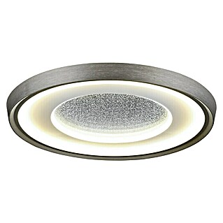 MegaLight LED-Deckenleuchte rund (40 W, Ø x H: 50 x 6,5 cm, Silber/Weiß, Warmweiß)