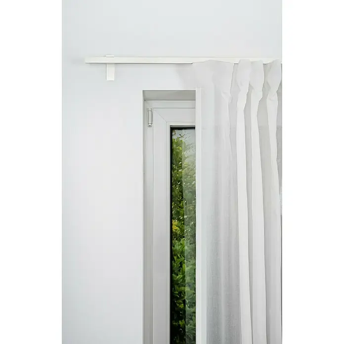 Expo Ambiente Gardinenprofil Smart Set - Anzahl Läufe: 1 Stk., Weiß, 200 cm - Vorhangstange mit weißen Vorhängen.