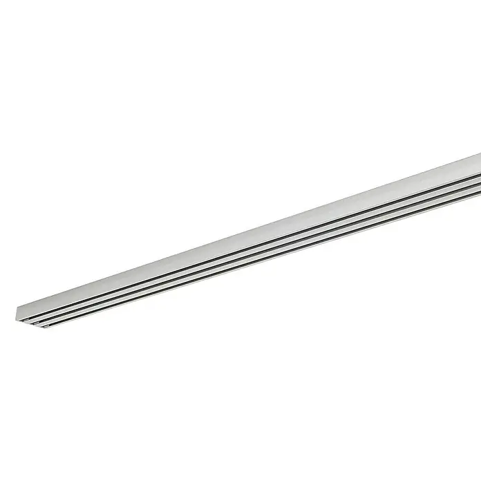 Expo Ambiente Gardinenprofil Smart Set - Anzahl Läufe: 3 Stk., Edelstahloptik, 210 cm - Ein elegantes Lichtschienensystem in Silber mit vier integrierten Stromkreisen. Ideal für flexible Beleuchtungskonzepte in modernen Räumen.
