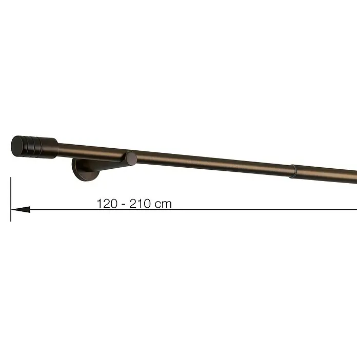 Expo Ambiente Stilgarnitur Rillcube - Länge Gardinenstange: 120 cm - 210 cm, Bronze - Eine ausziehbare bronzefarbene Gardinenstange von 120-210 cm Länge zur stilvollen Fensterdekoration.