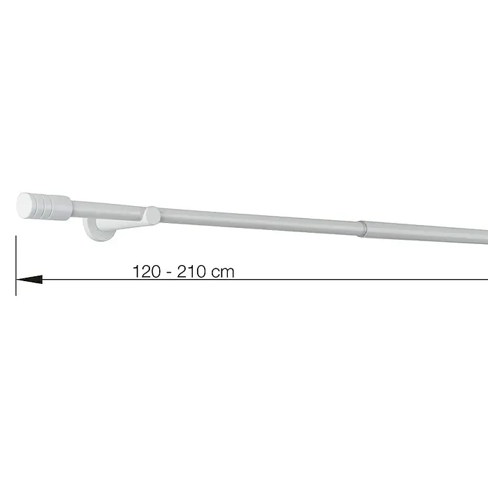 Expo Ambiente Stilgarnitur Rillcube - Länge Gardinenstange: 120 cm - 210 cm, Weiß - Weiß lackierte Gardinenstange mit den Maßen 120-210 cm. Perfekt für stilvolle Fensterdekorationen.