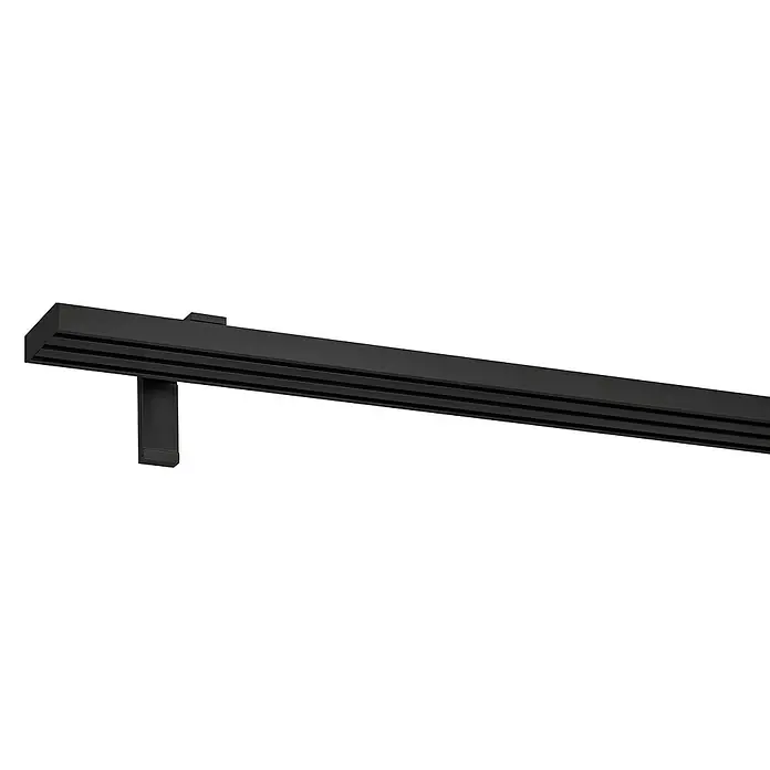 Expo Ambiente Gardinenprofil Smart-Set - Anzahl Läufe: 3 Stk., Schwarz, 160 cm - Schwarzer Handtuchhalter mit geradlinigem Design und horizontalen Linien. Ideal für ein modernes Badezimmer.