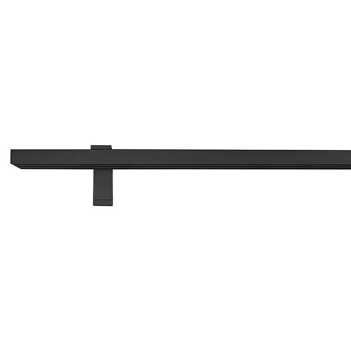 Expo Ambiente Gardinenprofil Smart-Set - Anzahl Läufe: 3 Stk., Schwarz, 160 cm - Eine schwarze Gardinenstange mit einer Halterung in der Mitte, ideal für moderne Fensterdekorationen.