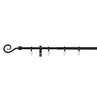 Expo Ambiente Stilgarnitur Hook (Länge Gardinenstange: 130 cm - 240 cm, Durchmesser: 16 mm, Schwarz)