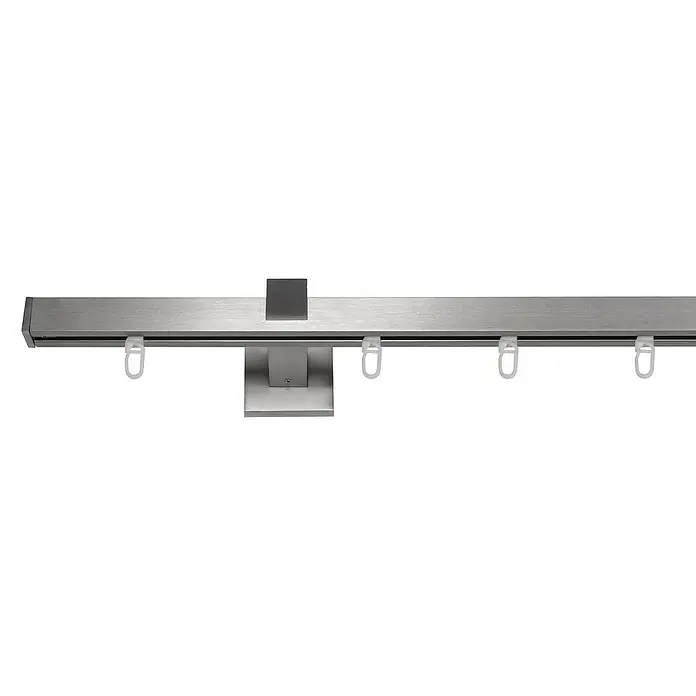Stilgarnitur Innenläufig Square - Länge Gardinenstange: 240 cm, Edelstahl - Gardinenstange aus Metall mit Halterungen und Gleitern für die Aufhängung von Vorhängen. Stilvolles und modernes Design für Ihr Zuhause.