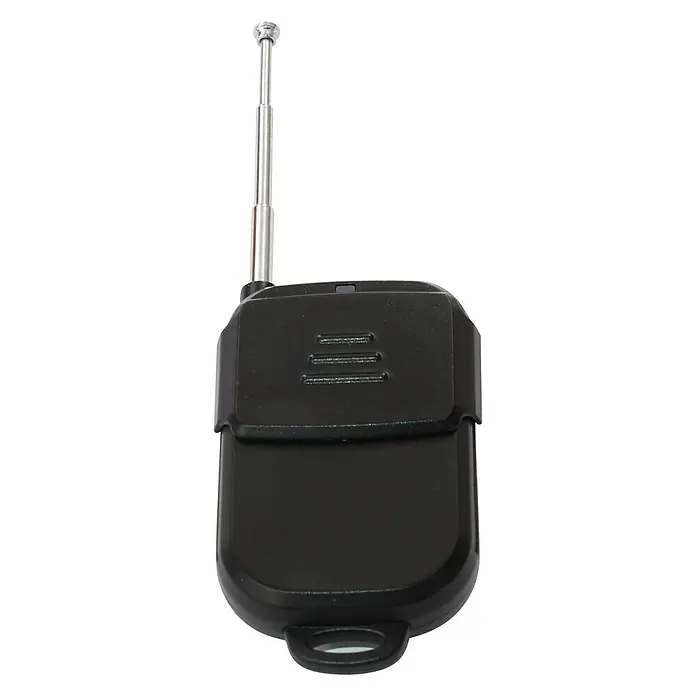 Safe2Home Alarmanlagen-Fernbedienung SP110 - Passend für: Safe2Home Alarmanlage SP110/210 - Das Bild zeigt eine schwarze Fernbedienung mit Antenne vor einem weißen Hintergrund. Ideal für die Steuerung verschiedener Geräte.