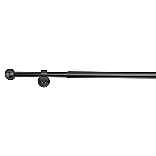 Gordijnroede set 2in1 (Zwart, 120 cm - 210 cm, Metaal, Uitbreidbaar)