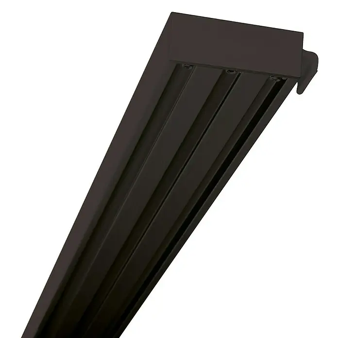 Expo Ambiente Gardinenprofil Smart-Set - Anzahl Läufe: 3 Stk., Schwarz, 160 cm - Abbildung einer schwarzen Stromschiene für Beleuchtungssysteme. Ideal für flexible Lichtgestaltung und moderne Raumkonzepte.