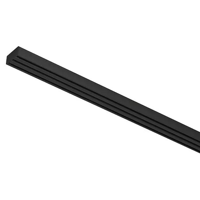 Expo Ambiente Gardinenprofil Smart-Set - Anzahl Läufe: 3 Stk., Schwarz, 160 cm - Schwarzes, rechteckiges LED-Profil mit drei Rillen für moderne Beleuchtungslösungen. Perfekt für minimalistisches Design.