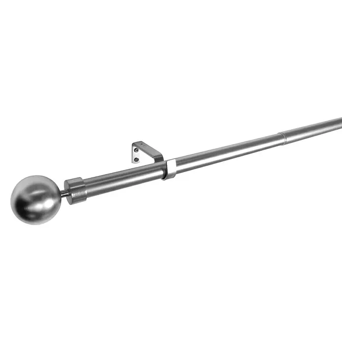 Komplettgarnitur Habito-Ball-Classic - Edelstahloptik, Länge Gardinenstange: 190 cm - 360 cm, 1 Stk. - Elegante Gardinenstange aus Edelstahl mit Kugelabschluss und Halterung zur stilvollen Fensterdekoration.