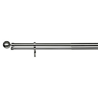 Komplettgarnitur Habito-Ball-Classic (Edelstahloptik, Länge Gardinenstange: 190 cm - 360 cm, 2 Stk.)