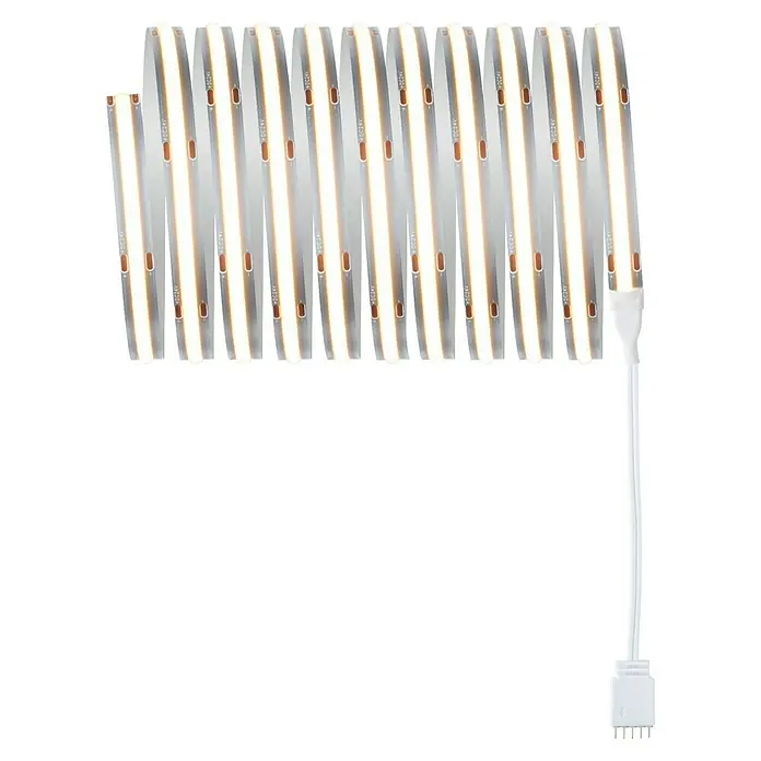 Paulmann MaxLED 500 Verlängerungs-Set Full-Line COB - 3 m, 19 W, Warmweiß, 1.500 lm - Eine LED-Lichterkette auf einer schwarzen Oberfläche, die ein helles, gleichmäßiges Licht abgibt und eine moderne Beleuchtungslösung darstellt.