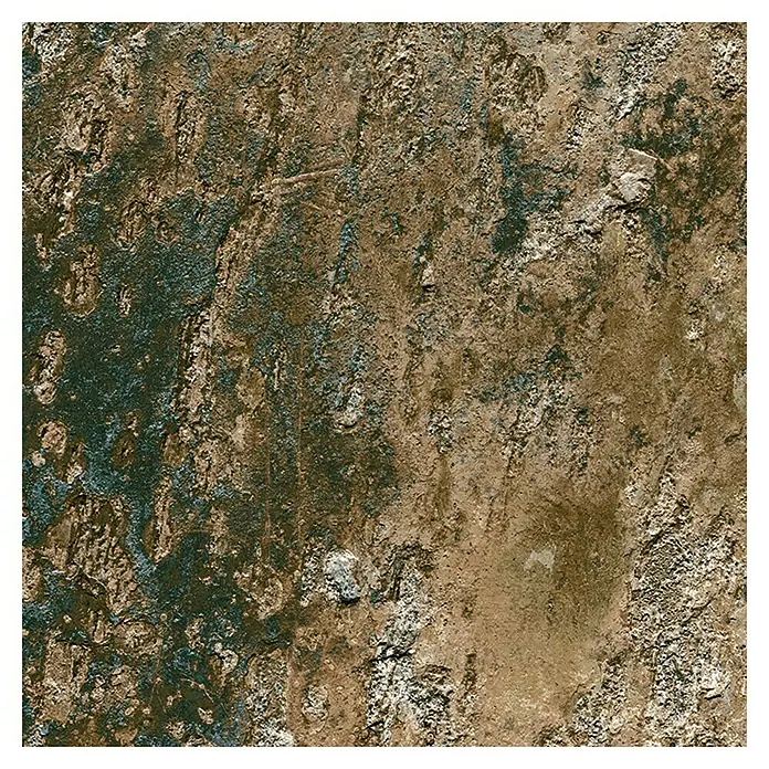 Pavimento cerámico Clift - 33,3 x 33,3 cm, Oxidado, Mate - Azulejo de pared marrón texturizado con aspecto rugoso y variaciones de color para un ambiente rústico.