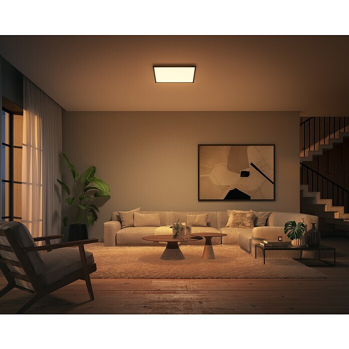 Philips Hue LED-Panel Aurelle (39 W, L x B x H: 60 x 60 x 4,6 cm, Schwarz, Warmweiß) | BAUHAUS