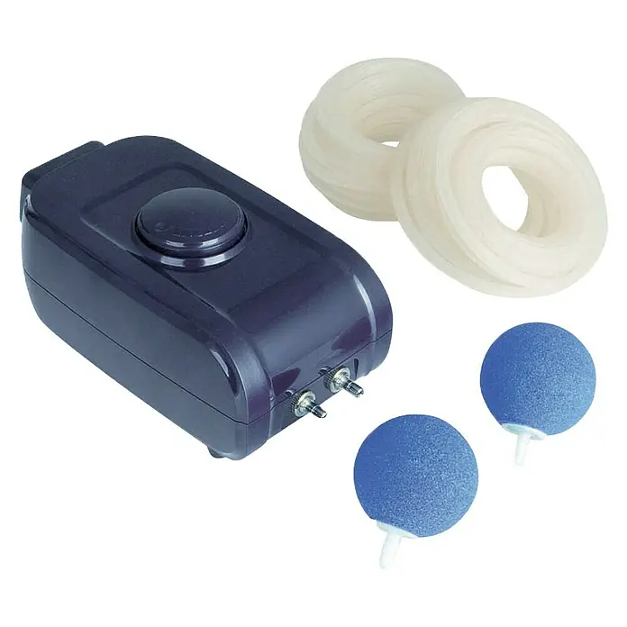 Ubbink Teichbelüfter Air 200 outdoor - 5,5 W, Teichgröße: 0,2 m³ - 1 m³ - Aquarium-Luftpumpe mit Zubehör: zwei Sprudelsteine und zwei Luftschläuche für eine optimale Sauerstoffversorgung im Aquarium.