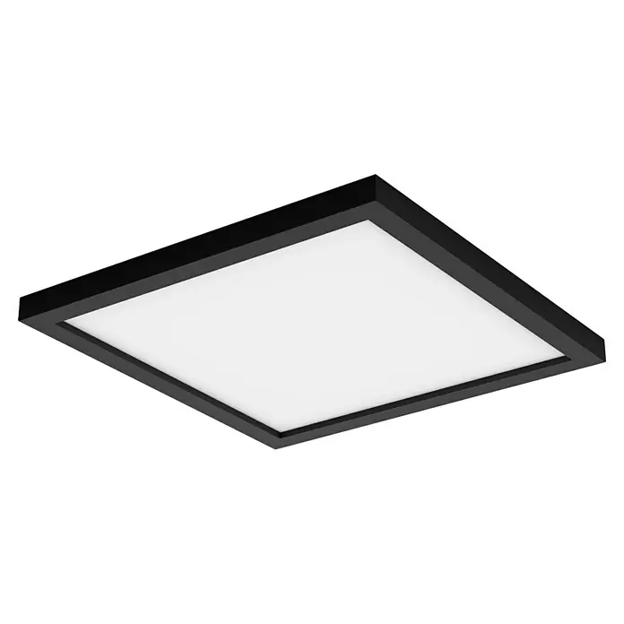 Philips Hue LED-Panel Aurelle - 19 W, L x B x H: 30 x 30 x 4,6 cm, Schwarz, Warmweiß - Quadratische LED-Deckenleuchte mit schwarzem Rahmen und hellem, diffusem Licht. Modernes Design für Innenräume.