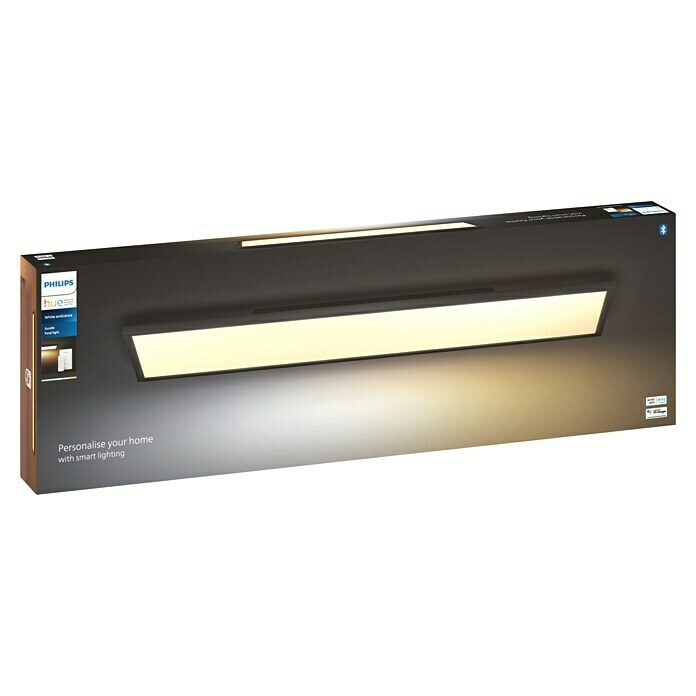 Philips Hue LED-Panel Aurelle (39 W, L x B x H: 120 x 30 x 4,6 cm, Schwarz, Warmweiß) | BAUHAUS