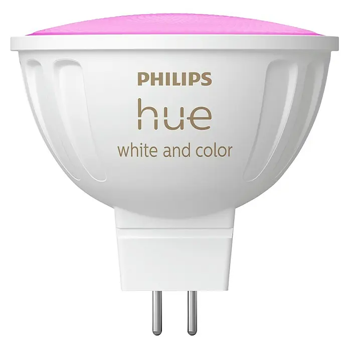 Philips Hue Smart-LED-Lampen Set White & Color Ambiance MR16 - GU5,3, Dimmbar, RGBW, 350 lm, 5,1 W, 1 Stk. - Philips Hue MR16 LED Lampe, die in Weiß und Farbe leuchtet. Perfekt für stimmungsvolle Beleuchtung und intelligente Steuerung im ganzen Haus.