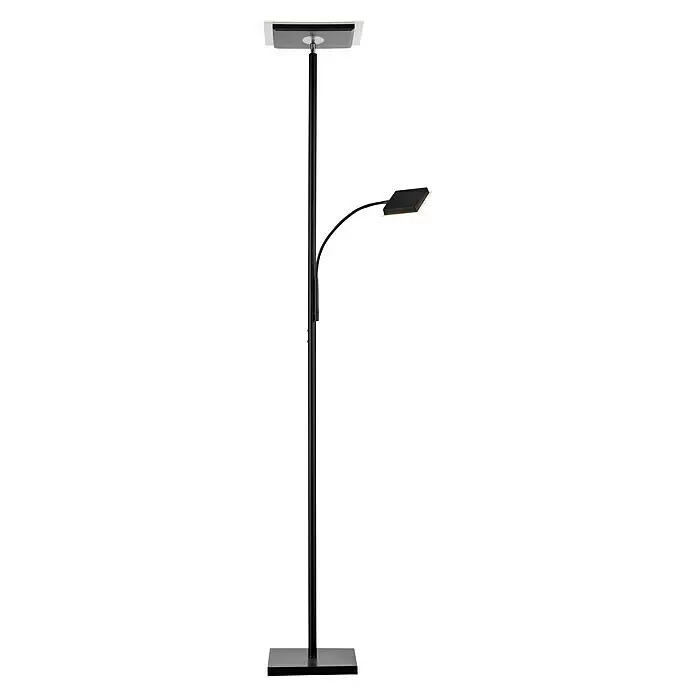Just Light LED-Stehleuchte Hans - 31,5 W, Höhe: 190 cm, Schwarz, Warmweiß - Schwarze Stehlampe aus Metall mit Deckenfluter und verstellbarer Leselampe.