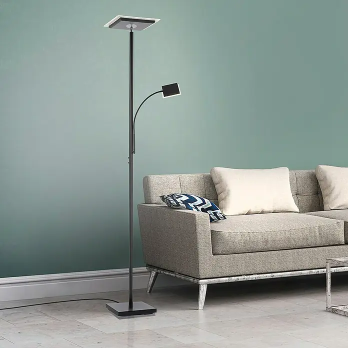 Just Light LED-Stehleuchte Hans - 31,5 W, Höhe: 190 cm, Schwarz, Warmweiß - Elegante Stehlampe mit zwei Leuchten in Schwarz und Weiß. Die Lampe fügt sich nahtlos in ein modernes Wohnzimmerambiente ein.