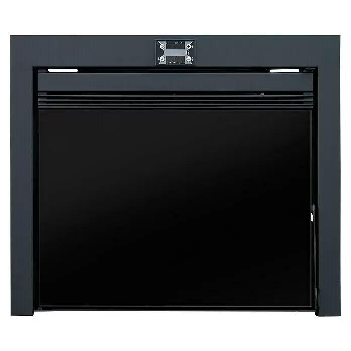 Insert de pellets Canadá 11 - 9,48 kW - 10,9 kW, Volumen de calefacción: 200 m³ - Chimenea eléctrica empotrada negra con panel de control digital y rejillas de ventilación.