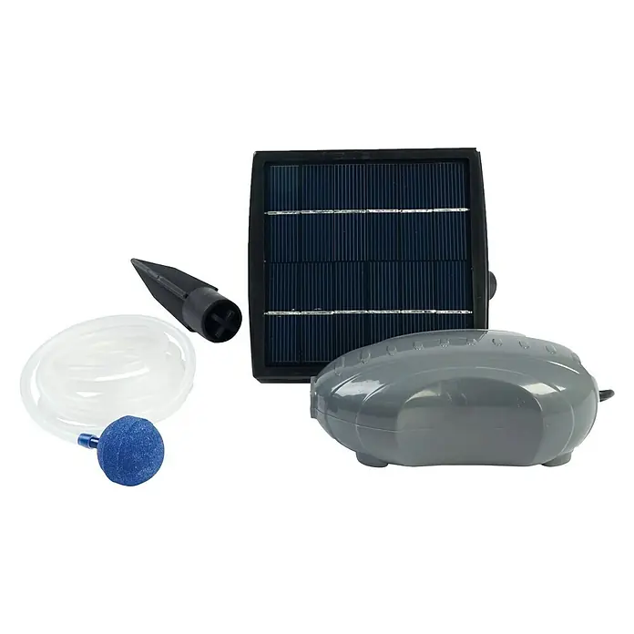 Ubbink Solar-Teichlüfter Airsolar outdoor - 1,5 W, Teichgröße: 1 m³ - Solarbetriebene Sauerstoffpumpe mit Solarpanel, Luftschlauch, Sprudelstein und Erdspieß für Gartenteiche und Aquarien.
