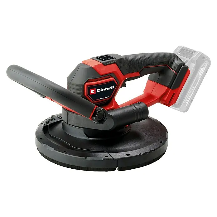 Einhell Professional Power X-Change 18V Akku-Trockenbauschleifer TP-DWS 18/225 Li BL Solo - 18 V, Ohne Akku - Das Bild zeigt einen Einhell Akku-Fugenreiniger, ein Werkzeug zum Reinigen von Fugen, in roter und schwarzer Farbe.