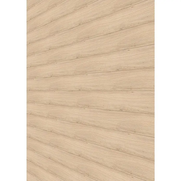 LOGOCLIC Decoration Paneel Eiche Colorado - 2.600 x 202 x 10 mm - Nahaufnahme von hellbraunem Laminatboden, der Textur und Muster für modernes Wohndesign zeigt.